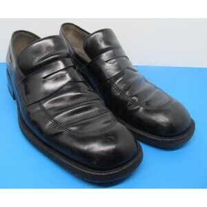 Bruno Verri Alberto Guardiani Mens Black Leather Loafers Size US 10 EUR 44